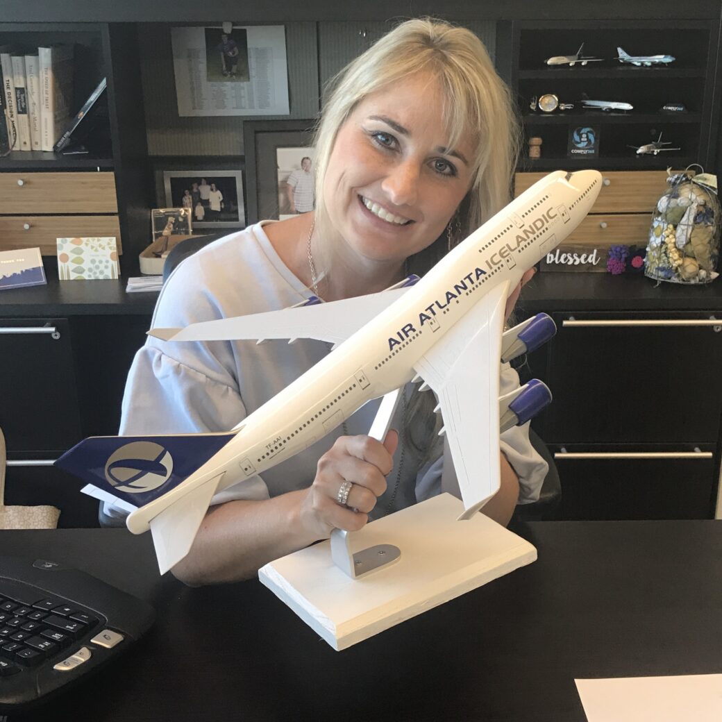 Kerry with model airplane