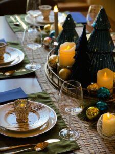 Dining table set for Christmas